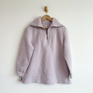 Lands' End Quilted 1/4-Zip Relaxed Tunic Sweatshirt Size Large Purple Pullover